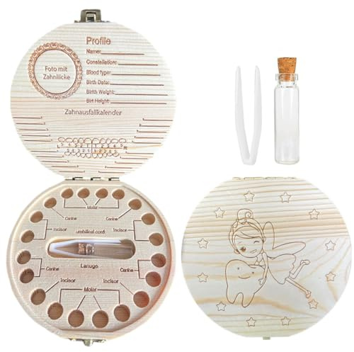 ZEPIQOR Caja Dientes, Caja de Dientes de Madera, Cajas Para Dientes de Leche, Caja Para Guardar Dientes, Caja Para Dientes de Bebé, Caja Para Guardar Dientes de Leche Niño y Niña, Regalos De Bebé
