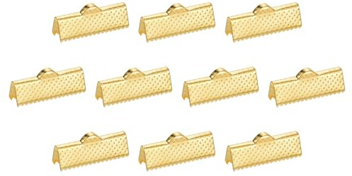 QUARKZMAN 280 Stück Bandklemmen, 20mm Bändchen Verschluss Lesezeichen Klemmenden, Kordelenden Befestigungen Armband Verschluss Klemmenden für DIY Schmuckherstellung Halskette, Gold