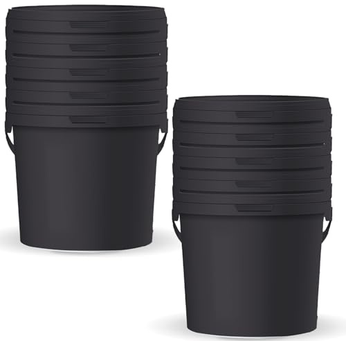 POSH Eimer 10L - Behälter mit Deckel, Lebensmittelecht, Schwarz, 10 Stück | 10 Gebinde für Hof, Werkstatt und Lager, stapelbar, geruchsneutral, lichtundurchlässig, für Futter und Schüttgut