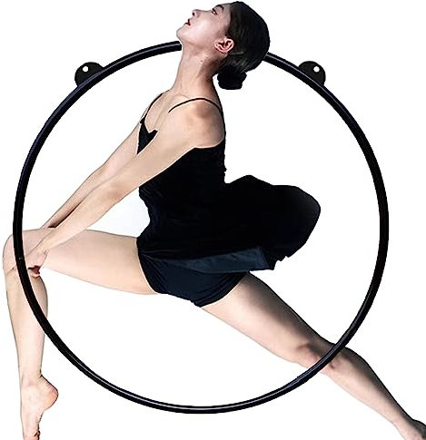 WQZzjm Yoga-Schaukelring, Aerial Hoop, Metall-Aerial-Hoop-Rigging-Set für Kinder und Erwachsene, Heim-Fitnessgerät für Fitness-Leistungsgymnastik (schwarz, Durchmesser 80 cm)