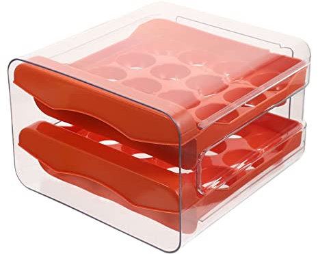 Housoutil 32grilles Boîte à Œufs Transparent Rangement Pratique à Tiroir Pour Réfrigérateur Compartiments Stockage Des Œufs Accessoire De Cuisine Multifunctionnel