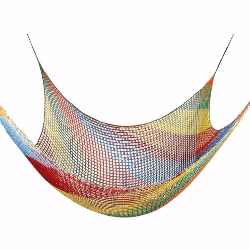 Climbing Cargo Net for Kids - Double Layers Heavy Duty Playground Safety Net, Outdoor Climbing Net for Treehouse Accessories, Backyard, Jungle Obstacle Training and Adventure(14.7x14.7ft),Multicolor