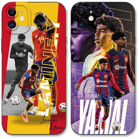 Yimctoie 2 Stück Cool Fußball Handyhülle für iPhone 11 Hülle 6,1,Mode FC Cartoon Spieler Muster Case für Fans,TPU Silikon Stoßfest Anti-Kratz Schutzhülle,Cute