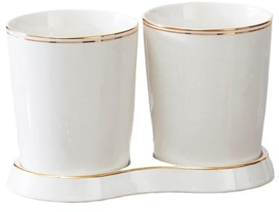 guiling-1986 Porta Utensili da Cucina Portautensili con 2 Scomparti, portautensili in Ceramica for Il bancone della Cucina Contenitore Utensili da Cucina(Bianco)