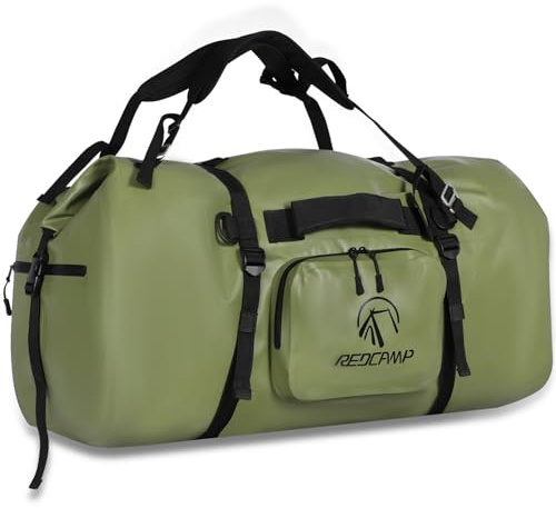 REDCAMP Wasserdichte Seesack, Trockensack mit großem Stauraum, wasserdichte Seesack für Outdoor Motorrad Bootfahren Rafting Kajak Paddleboarding, 60-90L Kapazität, Armeegrün