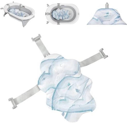 Kikkaboo Babybadkudde, Nubo, badstöd, plastklämmor från födseln, färg: ljusblå