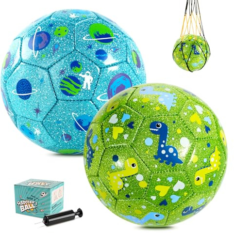 U&C Planet 2 Pack Balón Fútbol Talla 2 para Niños Pequeños, Juego de Pelota