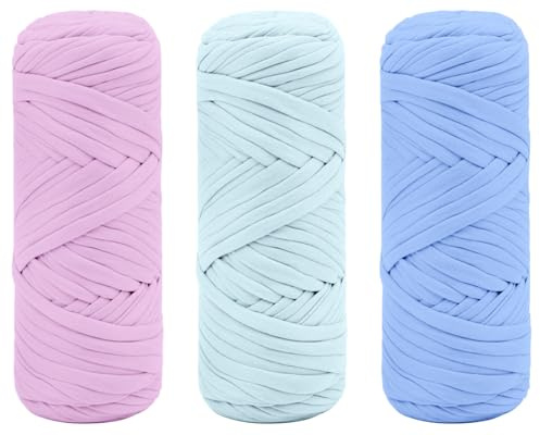 Maxee 600g T-Shirt Garn – 3 er Pack (je 200g/75m), Weiches Beilaufgarn zum Häkeln & Stricken – Farbintensiv & pflegeleicht, Ideal für Häkeltaschen/Körbe/Teppiche DIY Projekte, Handarbeiten und Deko