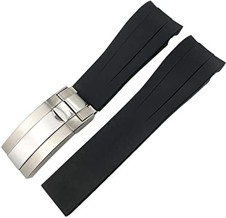 XMKT Kautschukarmband, 20 mm, 21 mm, passend für Rolex DEEPSEA Sea-Dweller Submariner, wasserdichtes Sport-Silikon-Uhrenarmband(Black,21mm)
