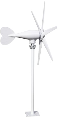 ulafbwur 800W 12V/24V Windturbinen Generator Kit 6 Blatt-System für erneuerbare Energien für Haus/RV/Boot, hocheffizienter elektromagnetischer Stromgenerator Weiß