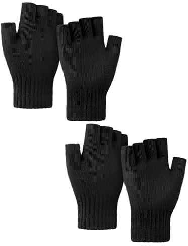 VZV 2 Paar fingerlose Strick-Handschuhe für Damen & Herren, warme Winterausführung