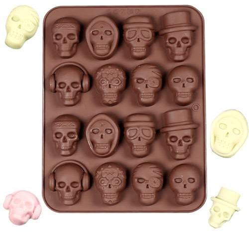 Moules de cuisson en silicone pour Halloween, motif tête de mort 3D, moule à gâteau en forme de tête de mort, moule à gâteau antiadhésif, 24 x 19 x 2 cm, outil de cuisson polyvalent pour gâteaux