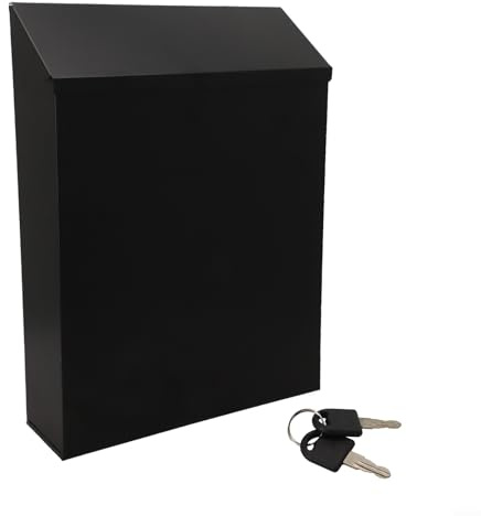 Boîte aux lettres murale de style maison de campagne avec serrure de sécurité et 2 clés - En métal - Design minimaliste - Polyvalent - Pour la maison, le bureau - Accessoires de montage - Installation