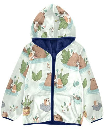 SLHKPNS Cute Hamsters Swimming in Ponds Kids Fleece Jacket Fleece Coats for Kids Sweatshirt Jackets Coat for Girls Boys 6T