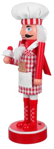 MAGICLULU 1 Juego de Cascanueces navideño de Chef: Adorno de Soldado Cocinero Iluminado con Gorro de Cocinero de bastón de, decoración de Centro de Mesa navideño para Cocina, hogar, Fiesta, Estante