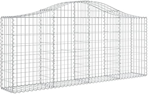 Panier en gabion arqué revêtu de zinc pour pierres - Grillage métallique décoratif pour extérieur - 200 x 30 x 80/100 cm - Solution durable de contrôle de l'érosion