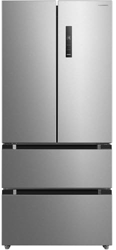 HEINNER HCFD-M516INVXE++ French‑Door Kühlschrank – 516 L Gesamtvolumen, Full No‑Frost, Inverter‑Kompressor, LED‑Touch‑Display, Silber, Energieklasse E, 5‑Jahres-Garantie (Silber)