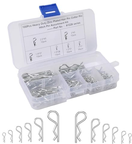 100pcs R Clip Cotter Pins Set, 304 Stainless Steel Hitch Pin Clips, Heavy-Duty Spring Locking Pins for Trailer Hitch, Automotive, Machinery & Equipment Repair