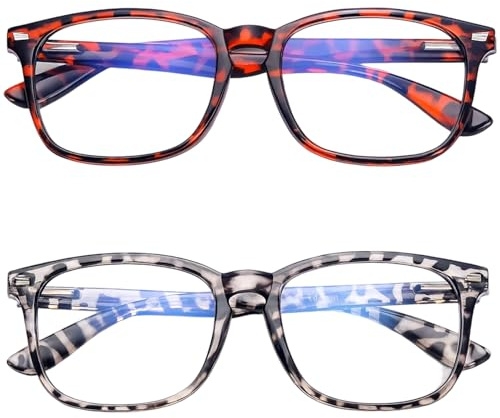 MmotZsb Brille Ohne Stärke Damen, Fake Brille, Blaulichtfilter Brille Ohne Sehstärke, 2 Stück Leoparden Und Durchsichtige Brillen Für Computerarbeit, Gaming Und Alltag