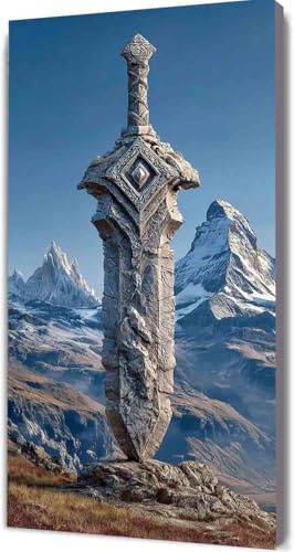Montaña nevada Diamond Painting Adultos, Espada Cuadros de Diamantes, 5D Puzzle Diamantes Cuadros en Punto de Cruz Diamond Art Painting, Hobby Ccreativi Adulti, Decoración Pared Hogar 40x80cm zp9-23h
