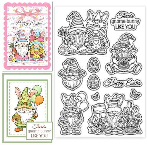 CHGCRAFT Osterzwerg Klar Stempel Ostereier Silikon Stempel für DIY-Scrapbooking und Kartenherstellung Papierbastel-Dekoration 16×11cm
