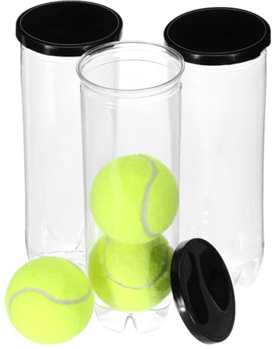 HOMOBABE 3 Stück Tennisballhalter Transparent aus PVC mit Deckel Tragbarer Tennisbehälter für Sport und Training