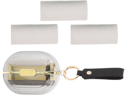 EXAOMBLE Mini Rullo Levapelucchi da Viaggio Portatile con Design Doppia Faccia, Manico Semicircolare in Pu Pelle, Rullo Adesivo Riutilizzabile per Casa e Divani