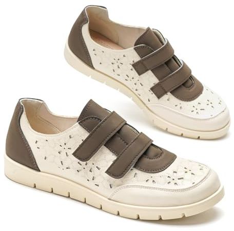 GLAMORA Zapatillas Mujer Caladas Zapatos Cómodos Cordones Elásticos Sin Atar Ligero Flexible Transpirable Suela Goma Antideslizante Confort Plantilla Acolchada Perforadas
