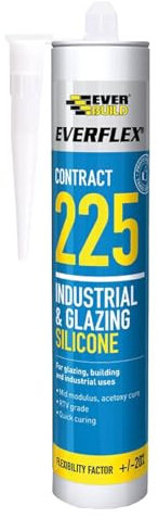 Everbuild – Everflex – 225 Contract Industrial & Glazing Silicone – Industrial and Glazing Sealant – Adheres to Most Common Building Materials – Transparent – 295ml
