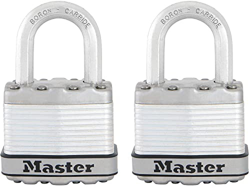 MASTER LOCK Cadenas Haute Sécurité [A Clé] [Acier Laminé] [Extérieur] [Pack de 2] M1EURT - Idéal pour les remises, les garages, les clôtures et les portails