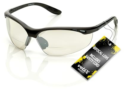 voltX Constructor BIFOKALE skyddsglasögon med läshjälp (speglade +2,5 dioptri) sportglasögon för cyklist innehåller säkerhetsband anti-dimma UV400 lins bifocal Safety Glasses