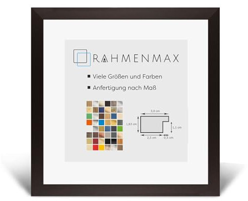 RahmenMax Morena Holz Werkstoff Bilderrahmen 28 x 28 cm modernes sehr eckiges Profil 28 x 28 cm Grosse Farbauswahl jetzt: Dunkelbraun mit Kunstglas klar 1 mm