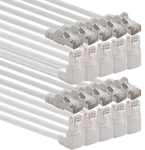 1aTTack.de 366194 Cat.6 Netzwerkkabel Winkel 90 Grad 2m - weiß - 10 Stück - Cat6 Patchkabel (SFTP PIMF) 1000Mbit/s Rj 45 Stecker - 10 x 2m Meter weiß