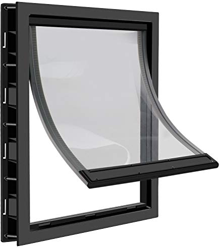 CEESC Hundetür mit weicher, transparenter Magnetklappe und Schnappverschluss, Premium-PVC-Kunststoff, Hundetür für kleine Hunde und Katzen, Größe M, Schwarz
