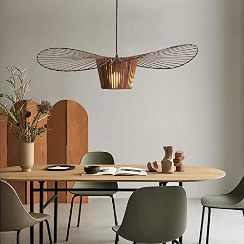 GLZXMQBP Vertigo Lampe 80cm Retro Kronleuchter Pendelleuchten, Kreative LED Lampe Fiberglas + Polyurethan Hut Stoff Modernes Design Wohnzimmer Küche Badezimmer Dekorative Beleuchtung, E27,Copper,80CM