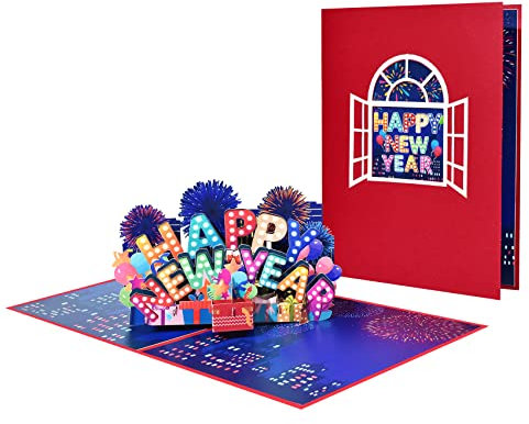 Magic Ants 3D Pop-Up Weihnachtskarte - Handgemachte Weihnachtsgrußkarte für Kinder, Frauen und Männer (Happy New Year)