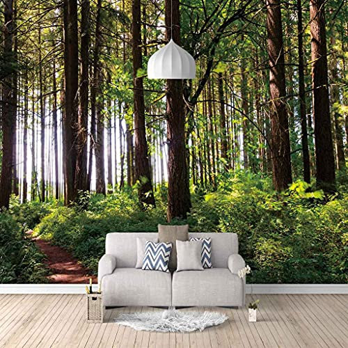 FVGKYS Wandbilder Schlafzimmer Erwachsene Kinder Tapete Plakate 3D Grüne Waldlandschaft Selbstklebend Wandgemälde Wandtattoo Kunst Dekoration Für Wohnzimmer Küche Wanddekoration 350x256cm