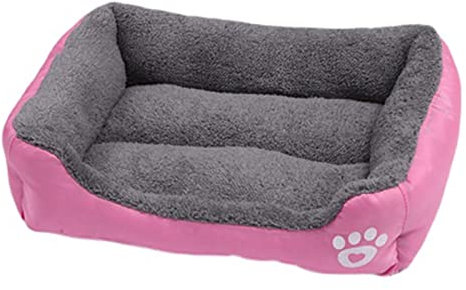 Haustier-Hundebett für kleine, mittelgroße und große Hunde, rutschfest, orthopädisches Hunde-Sofa, bequem, für Katzen, Hunde, Decke, Kissen, Tiefschlaf-Matratze, Washbale (S), Rosa