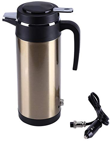 In-Car-Heizbecher, 800 ml 12 V Tragbarer In-Car-Edelstahl-Elektro-Heizbecher,Auto Reise Elektrischer Wasserkocher Auto Heizbecher Wasserkocher für Auto Reisebecher