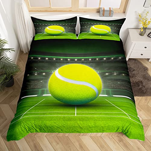 Set di biancheria da letto per bambini con palla da tennis 3D per ragazzi, ragazze, donne, uomini, camera da letto, tennis, sport comforter, atleta competitivo singolo
