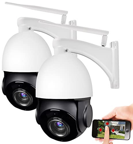 7links Kamera mit Alarmanlage: 2er-Set PTZ-IP-Überwachungskameras mit 2K, 18x-Zoom, WLAN, App, 360° (PTZ IP-Überwachungskamera, PTZ Kamera Zoom)