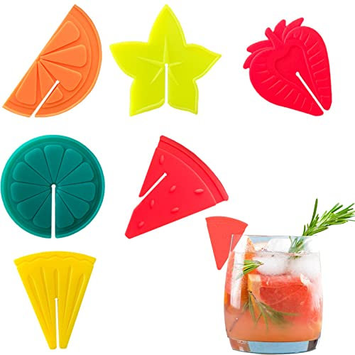 MOJOTIC 6 Stück Glas Markierung Trinkgläser, Glasmarkierer Silikon, Gläser Markieren, Wiederver Wendbare Glasmarker, für Bar Party Dekorationen