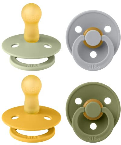 BIBS Colour Schnuller 4er-Pack, BPA-frei, Kirschform Nippel. Naturkautschuk/Latex, Hergestellt in Dänemark. 6-18 Monate (4er Pack), Green Garden Lush