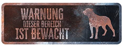 D&D Home, Warnschild Achtung vor dem Hund, 40 x 13 x 0,3 cm, deutsche Version, schwarzer Hintergrund, rostbeständiges Metallschild mit lustigem Text
