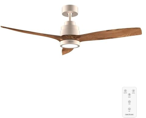 Cecotec - Ventilateur de Plafond avec Lumière EnergySilence Aero 5295 GoldBlack - 35 W, Diamètre 132 cm, 3 Pales, LED 18 W, Télécommande et Minuterie, 6 vitesses Mode Été/Hiver