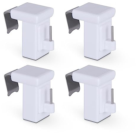Bestlivings Klemmträger Weiß 4er Pack - für Vitragestangen/Scheibenstangen- Fensterrahmen 10-27mm - Klemmfix Dekohaken - Universal Fensterhaken zur Fensterdekoration