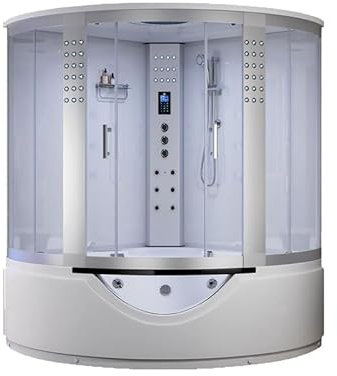 Vidalux Kingston Luxury Corner Steam Shower & Airspa Whirlpool Bath - White, 1500 x 1500 x 2250mm - Quadrant Shape, Built-in DAB Radio with Speaker System - 5 Years Warranty