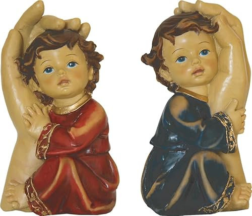 FADEDA 2X Schützende Hand farbig/Höhe:12 cm/handbemalt/detailgetreue Krippen Figuren - Weihnachten Tisch Dekoration Krippe Zubehör