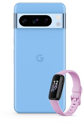 Google Pixel 8 Pro -Smartphone Android Libre con Lente teleobjetivo - Celeste, 128GB + Fitbit Inspire 3, la Pulsera de Salud y Actividad física con hasta 10 días de batería - Lavanda