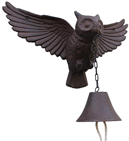 Gusseisen Türglocke, Wand montiert antike Türkling Robuste Türklingel aus Gusseisen, Wandglocke, Eule, dekorative Türklingel, Außenglocke, Retro-Wandglocke aus Gusseisen, Kabinen-Dinnerglocke for Inne
